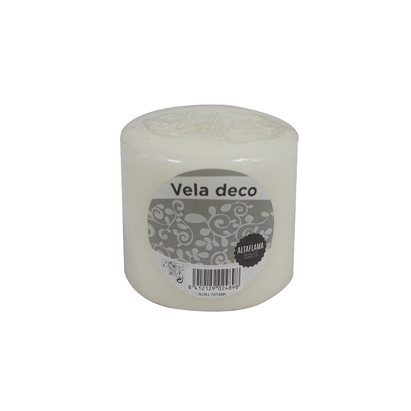 CANDLE PILLAR IVORY 8X8CM