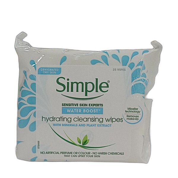 SIMPLE WATER BOOST FACIAL WIPES 25S