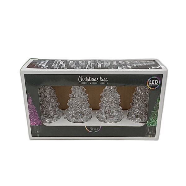 MINI LED CHRISTMAS TREES 9CM 4P