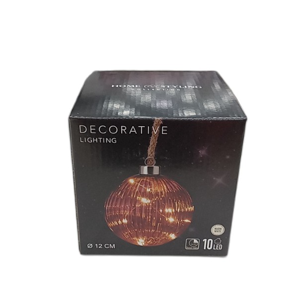 HANGING LED BALL 12CM BURGUNDY
