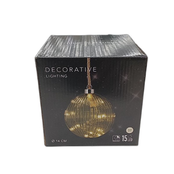 HANGING LED BALL 14CM GREEN
