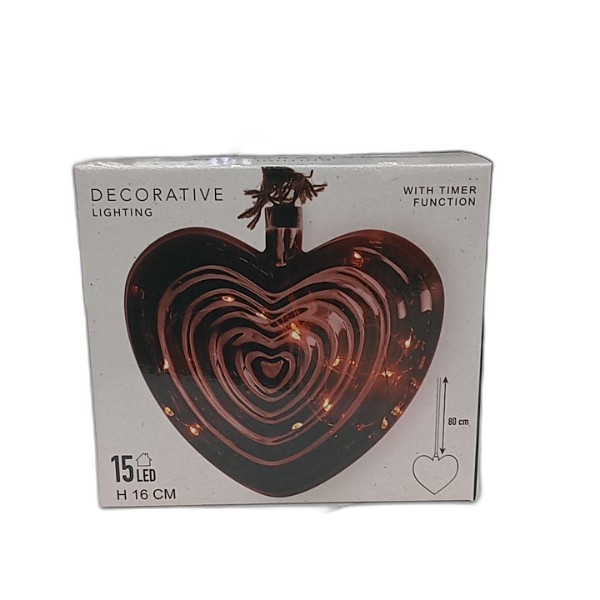 LED ROPE HEART 16CM RED