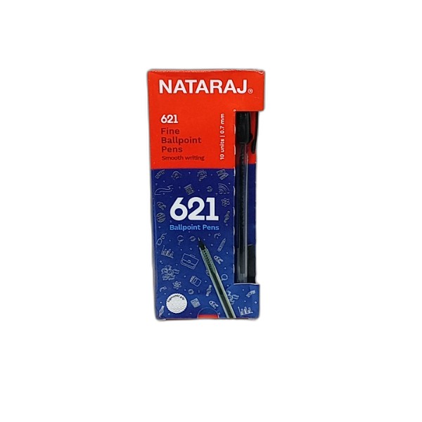 NATARAJ 621 BLACK BALL PEN 0.7MM 10PK