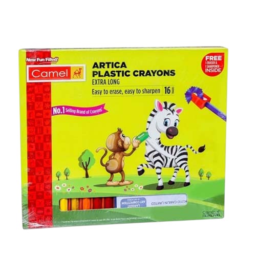CAMELIN PLASTIC CRAYONS 16 HEXAGONAL COLOURS