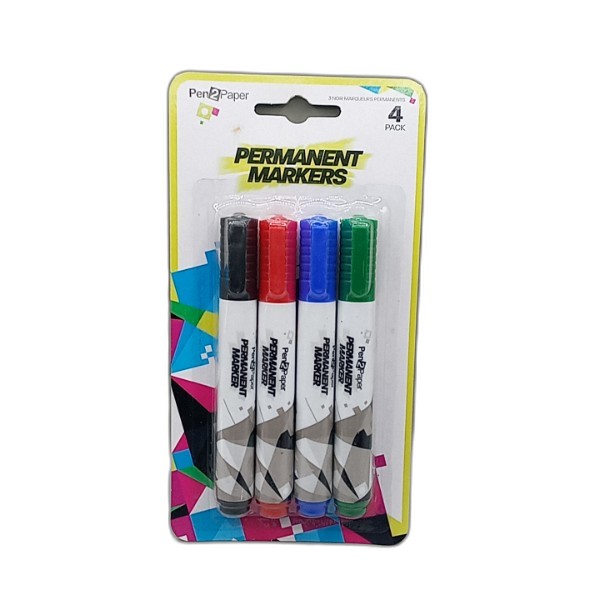 UBL PERMANENT MARKERS 4 PACK ASSORT COLORS