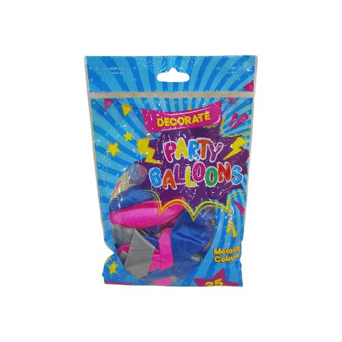 UBL BALLOONS METALLIC MIXED COLORS 25 PACK