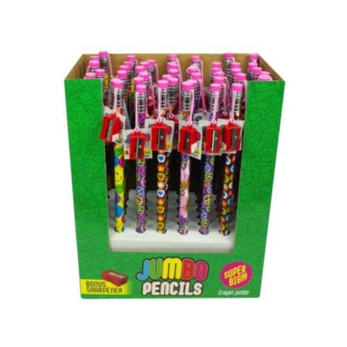 UBL JUMBO PENCILS W SHARPENER  ERASER 4 COLORS