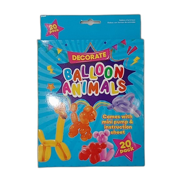 UBL BALLOON ANIMALS W PUMP 20 PACK