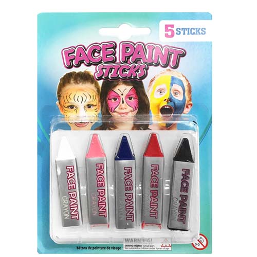 UBL FACE PAINT STICK ASST COLS 5PC