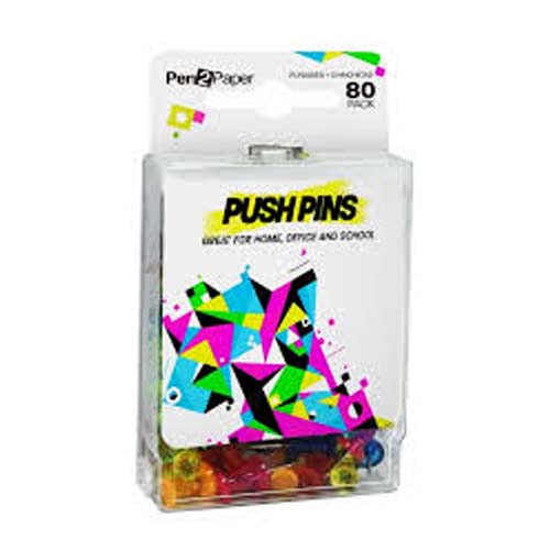 UBL PUSH PINS CLEAR COLOURED 80PK