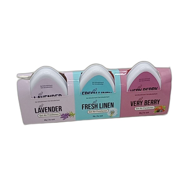 UBL AIR FRESHENER GEL 60G 3 PACK ASSORT
