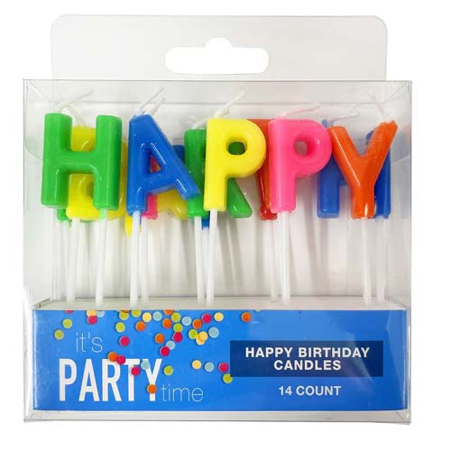 UBL CANDLES HAPPY BDAY RBOW COL.