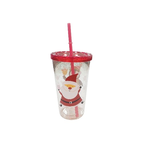UBL GLITTER CUP WSTRAW 550ML 4ASST