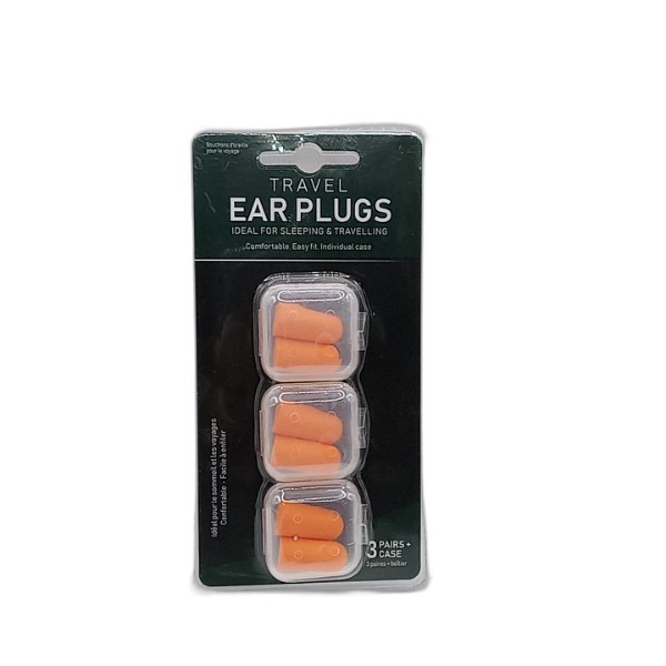 UBL TRAVEL EAR PLUGS W CASE 3 PACK