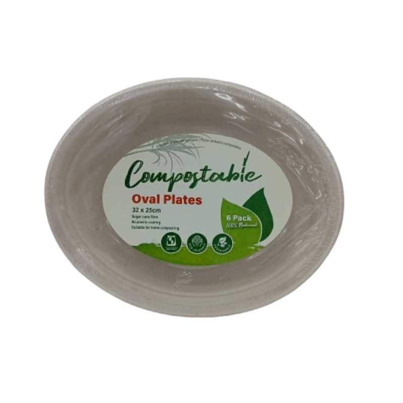 UBL BIODEGRADABLE OVAL PLATES 6PK
