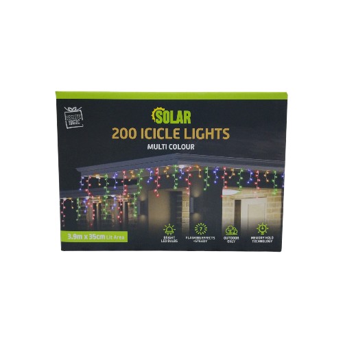 UBL SOLAR ICICLE LIGHTS 200 MULTI