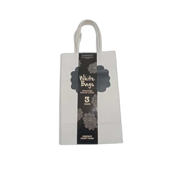 UBL KRAFT BAG W CHALK LABEL 13X21.5X8.5CM 3 PACK
