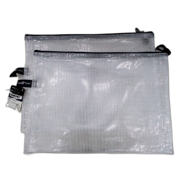 UBL MESH A4 DOCUMENT ZIP POUCH 2 PACK