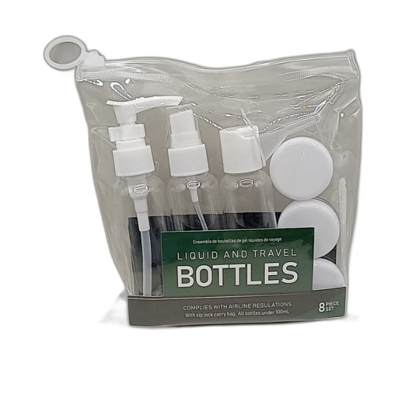 UBL TRAVEL BOTTLE 8PC SET ASSORT