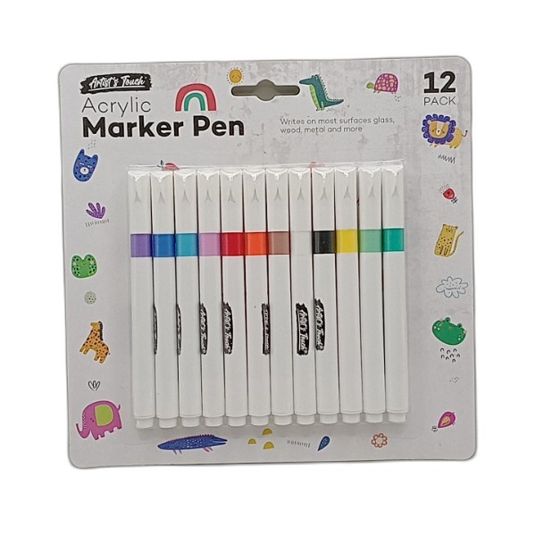 UBL ARTIST TOUCH ACRYLIC MARKER 12 PACK ASSORT