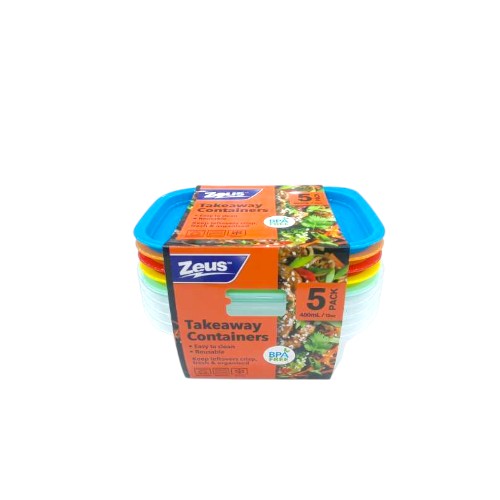 UBL FOOD CONTAINERS W LIDS 400ML 5 PACK
