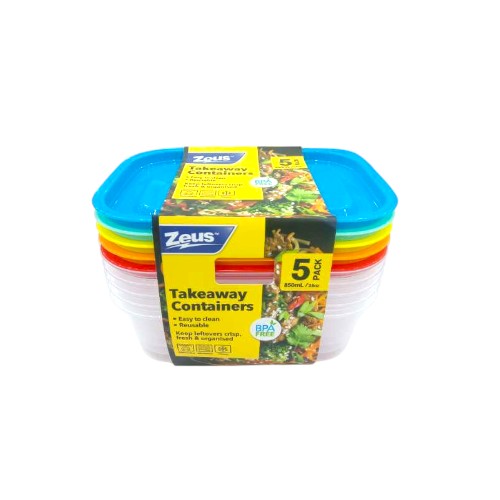UBL FOOD CONTAINERS W LIDS 800ML 5 PACK