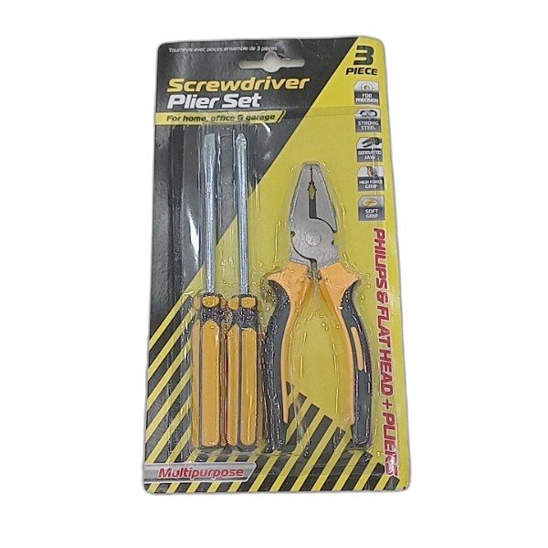 UBL SCREWDRIVER-PLIERS SET 3PC