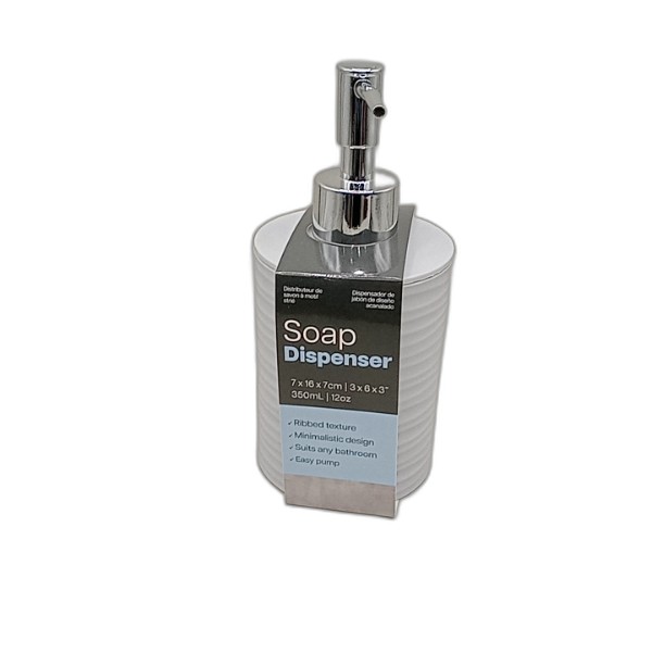 UBL SOAP DISPENSER RIBBED DESIGN 350ML ASSORT