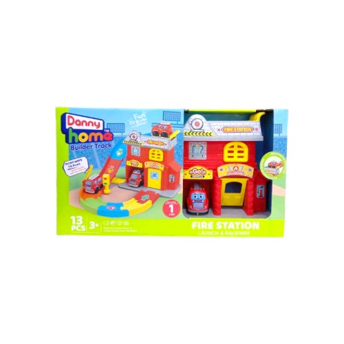 DANNYHOME BUILDER TRACK FIRE STATION SET 13PCS